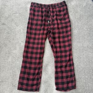 Eddie Bauer Pajama Pant Mens XL Red Black Plaid Flannel Drawstring Lounge Cotton